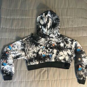 Rave After Rave Cropped Tie Dye Hoodie